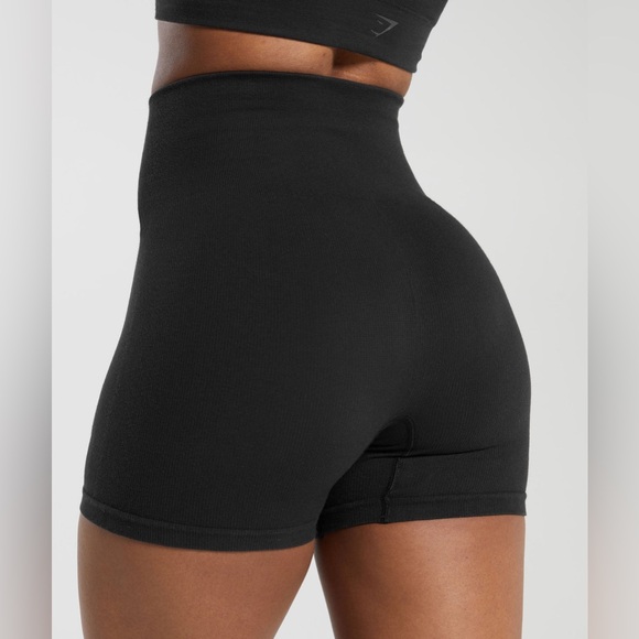Gymshark Black Ribbed Cotton Seamless Shorts size XS EUC - Picture 5 of 11